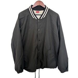 Vintage Rawlings Coach Jacket Snap Front Baseball Warm Up Black White Trim LG‎